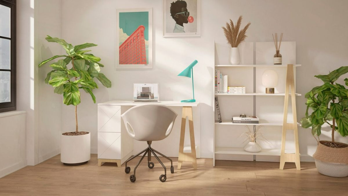 Nexera Nomad Desk + Bookcase Combo White