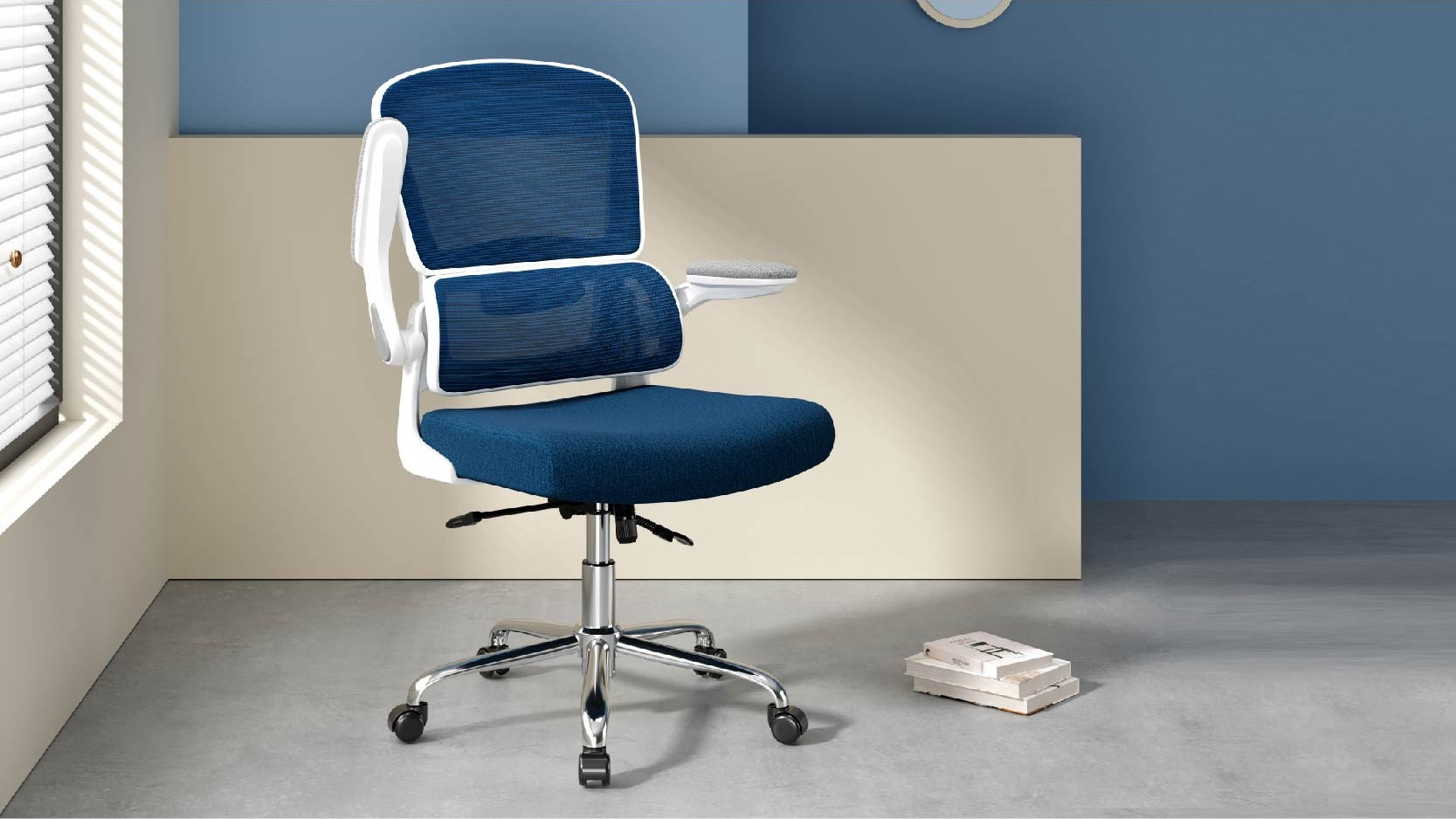 Logicfox Ergonomic Office Chair: Double Lumbar Support Navy Blue