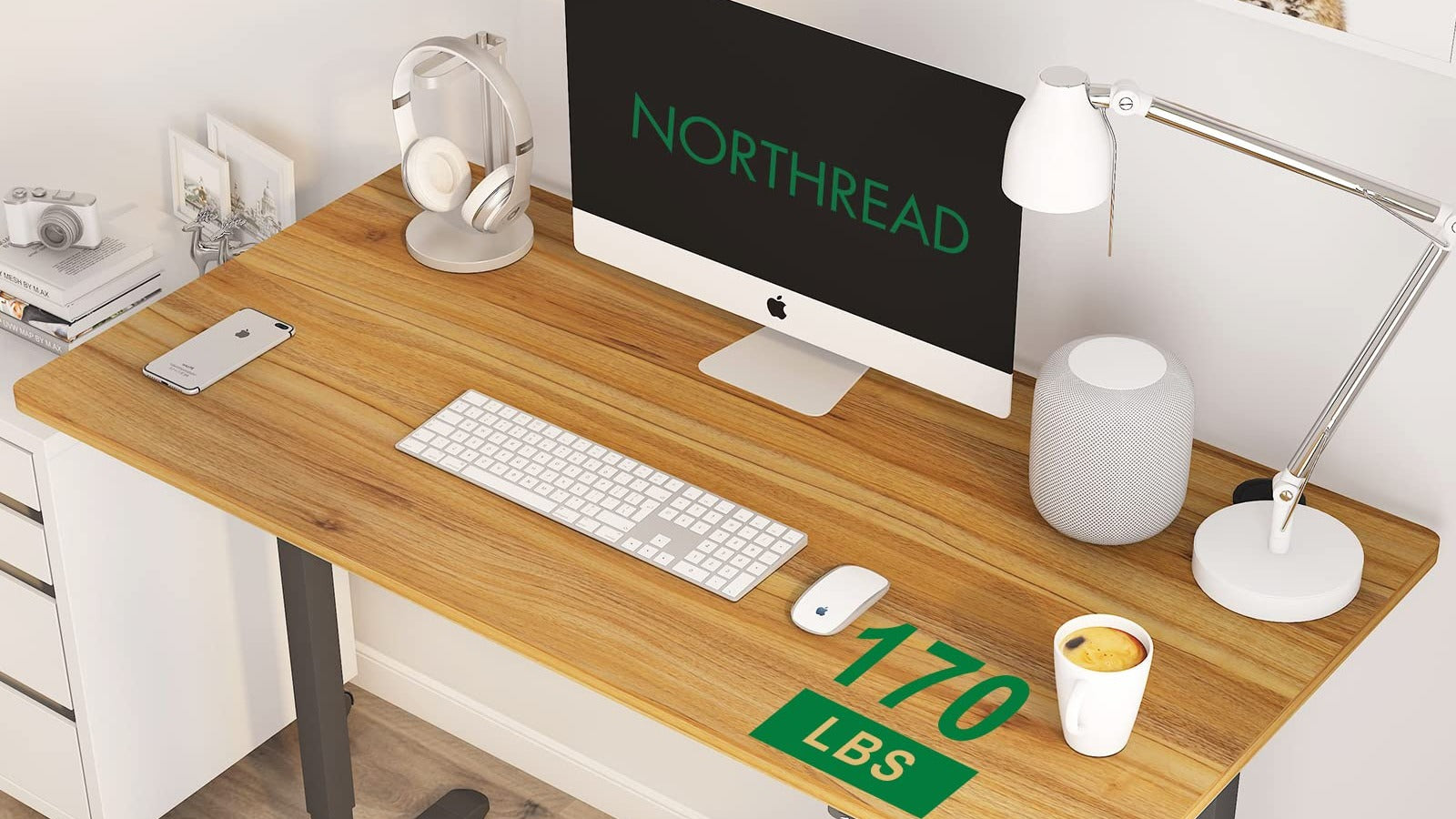 Northread Stand Desk Top: Rectangular Tabletop Walnut