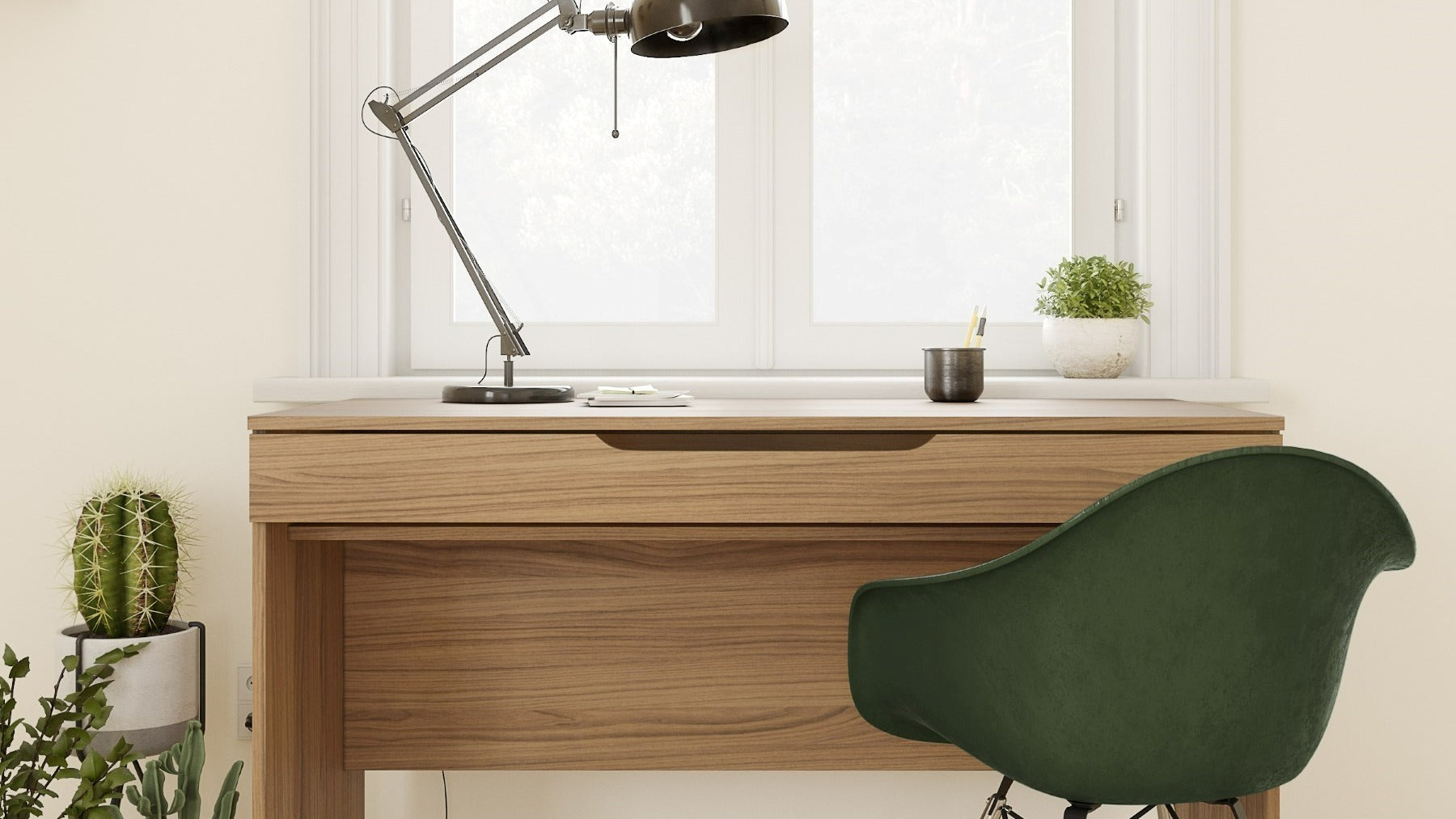 Nexera Arobas Desk with Drawer: Desk Nutmeg