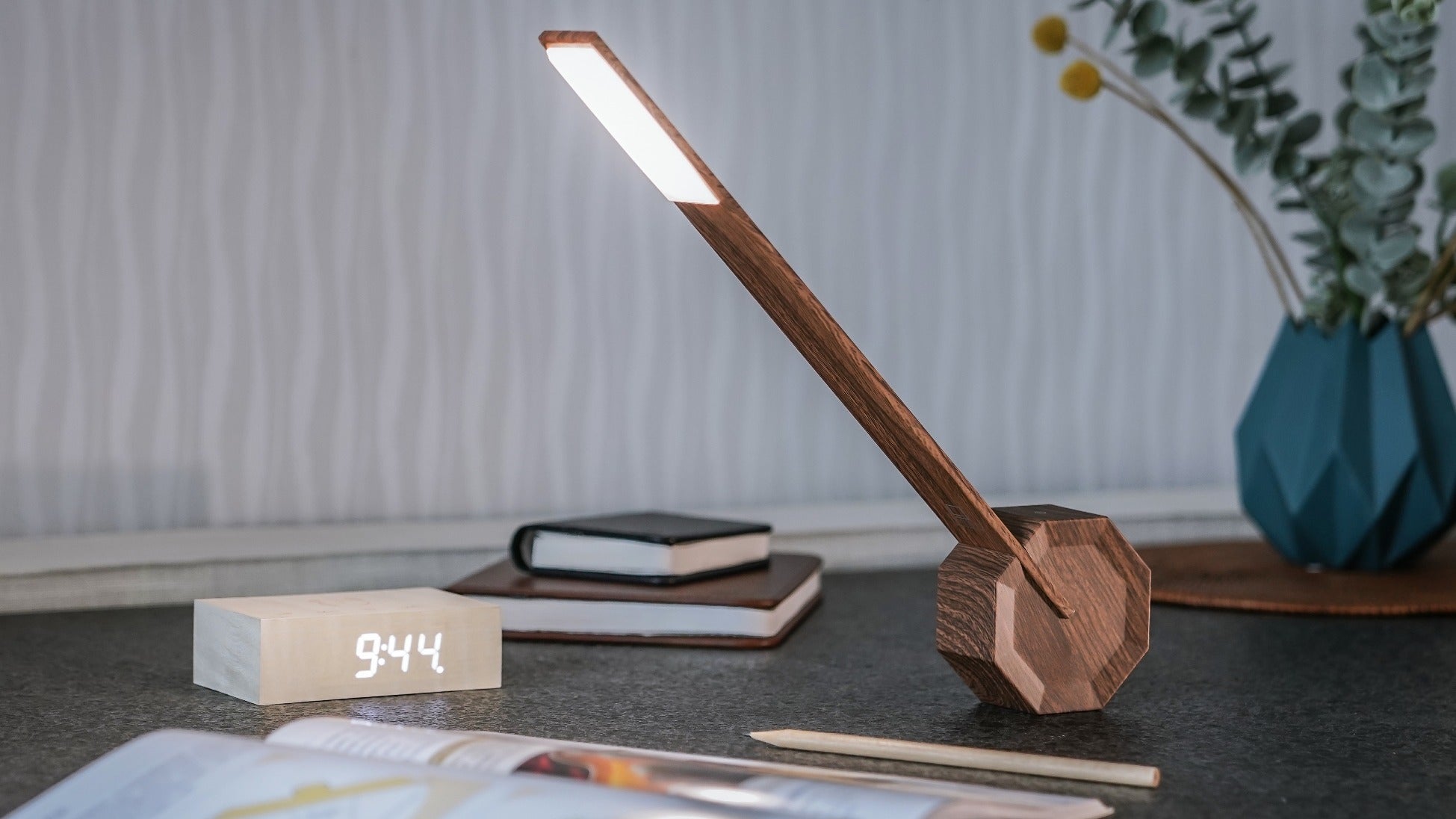 Gingko Design Octagon One Portable Desk Light Walnut