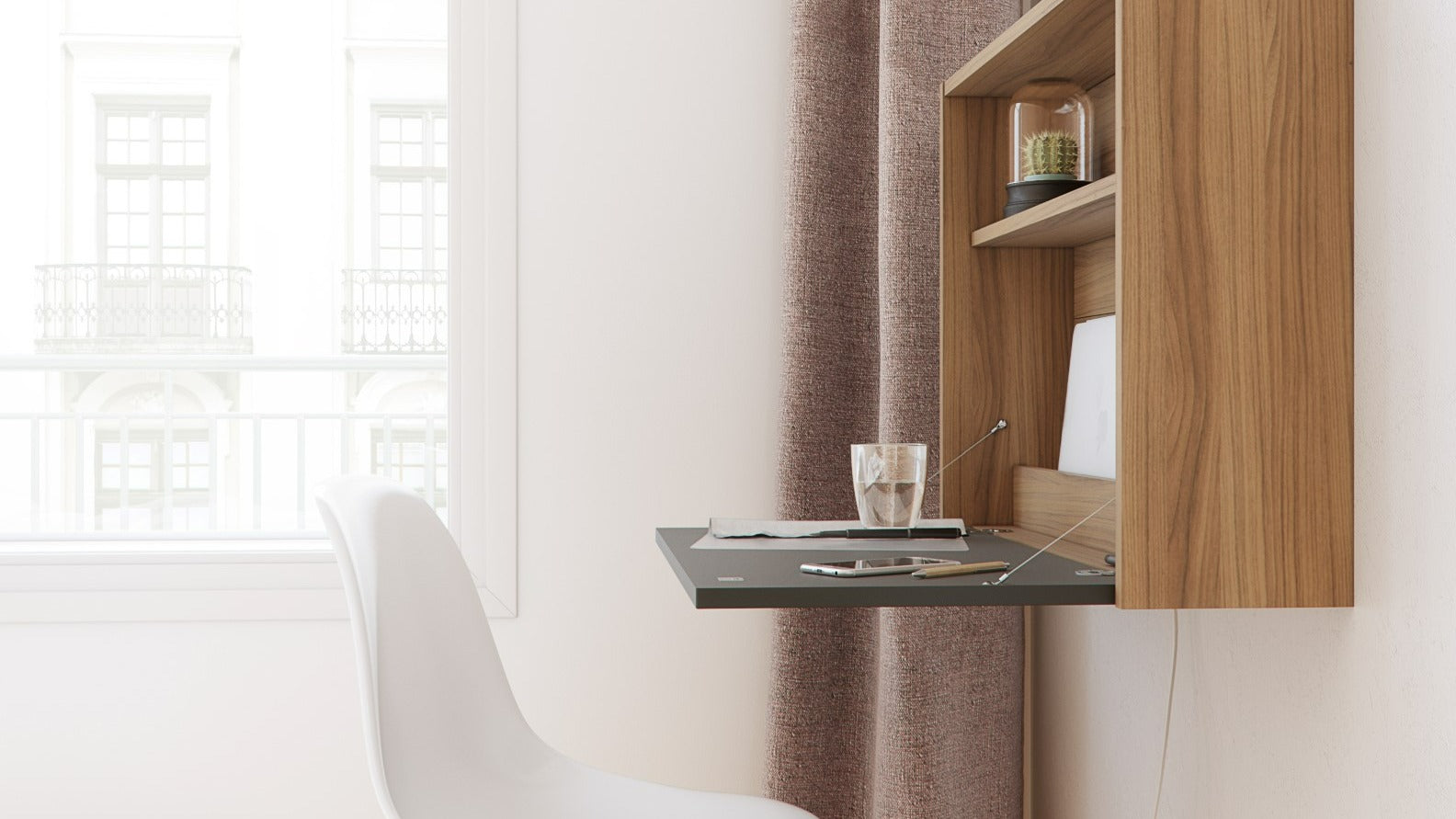 Nexera Slim Secretary Desk Nutmeg and Charcoal Grey