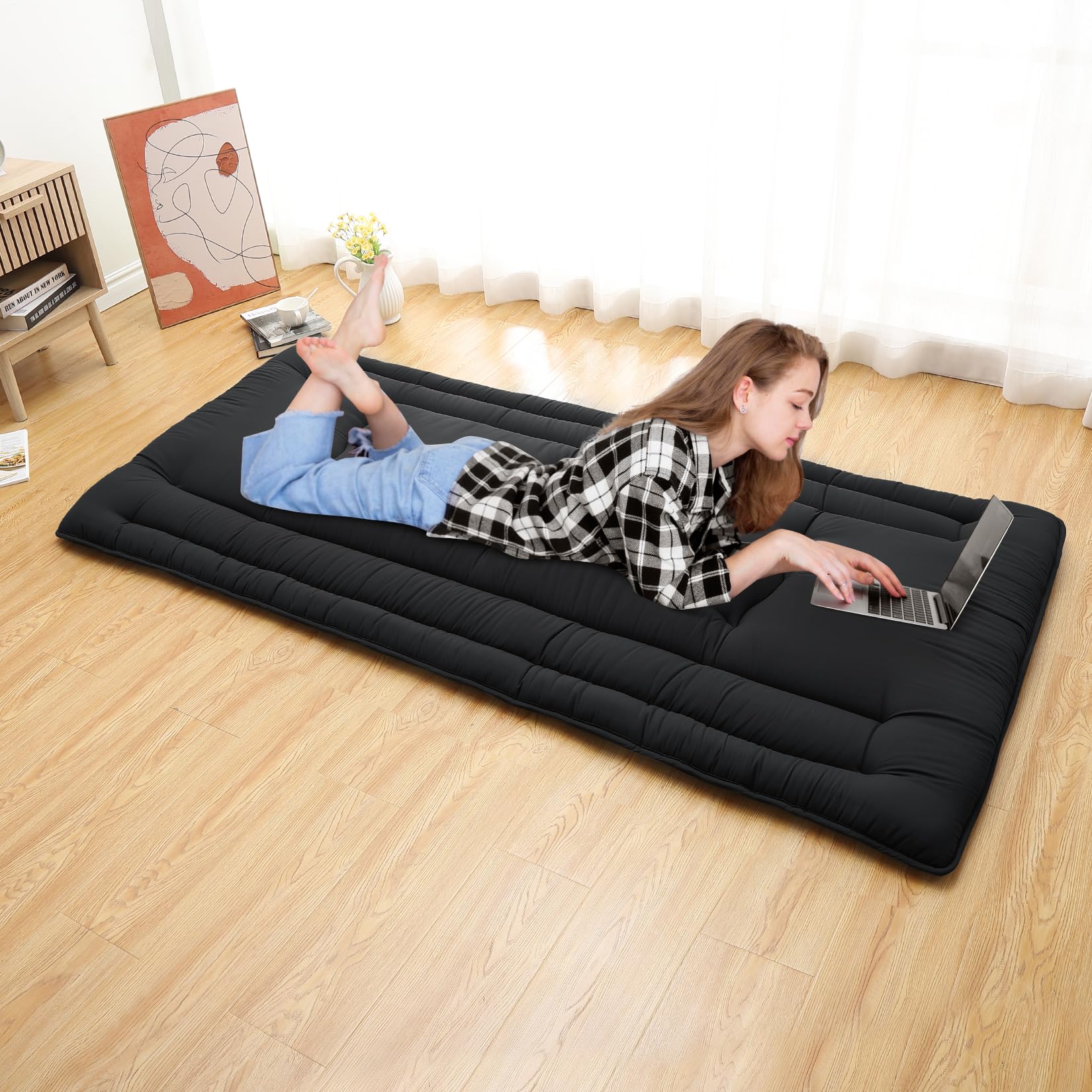 Garvee Futon Mattress Twin Size, Japanese Floor Mattress Foldable Sleeping Mattress, Roll Up Floor Bed Mattress for Easy Storage, Tatami Mat Japanese 