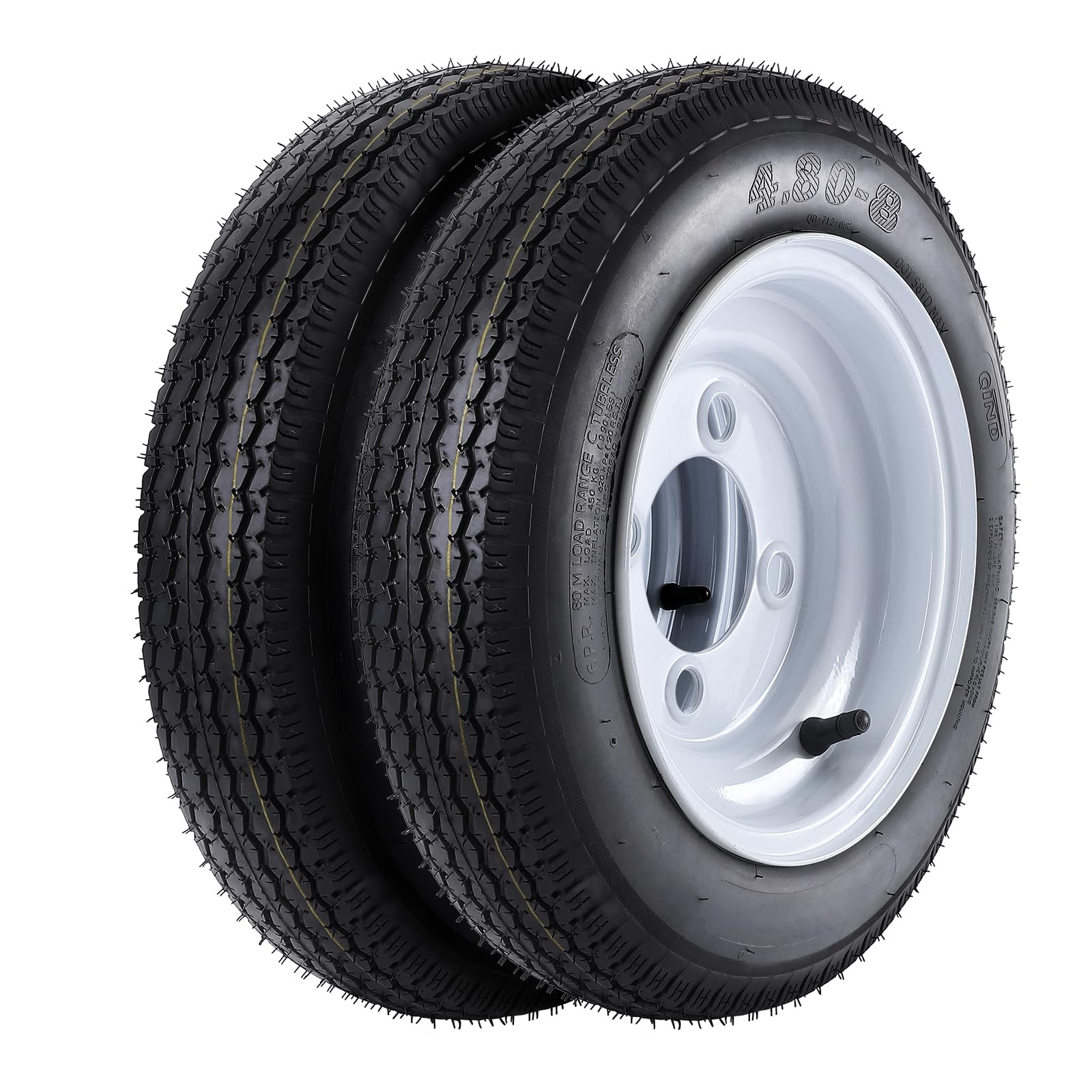 Garvee 4.80-8 Trailer Tires, 2 Pack, Load Range C 6PLY, 8"x3.75" Rims 4 Lug on 4", Max Load 745 LBS @ 90 PSI, Durable All-Purpose Design for Utility, 