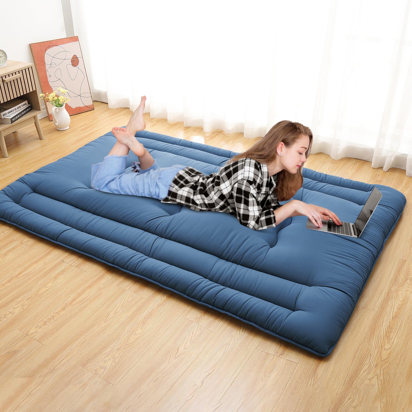 Garvee Futon Mattress Japanese Floor Mattress Full Size, Roll Up Sleeping Mattress for Floor, Japanese Style Floor Bed Foldable Floor Mattress Tatami 