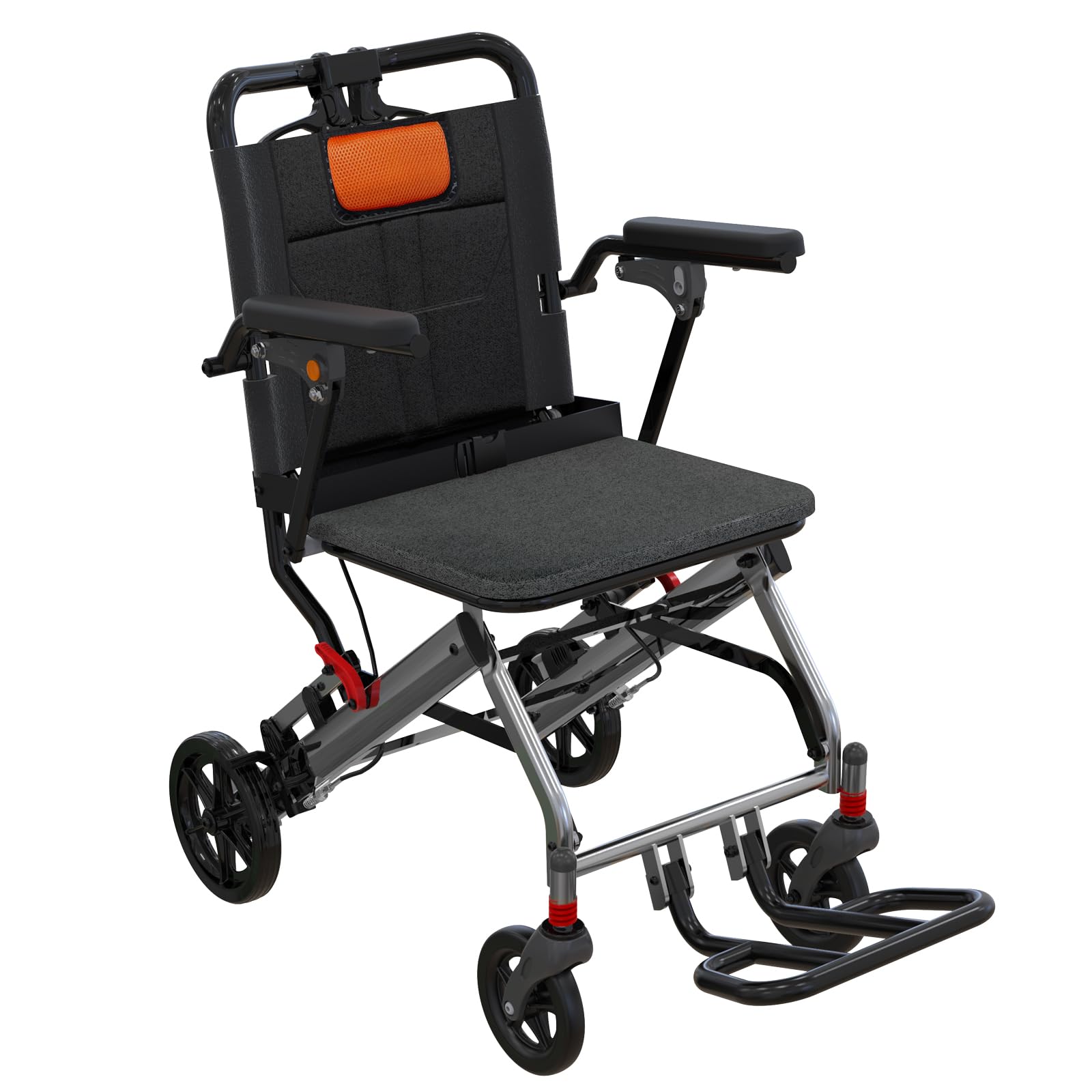 Garvee Ultra Lightweight Elderly Transport Wheelchair Weighs only 24 lbs. Portable Lightweight Folding Transport Chair, with Locking Handbrake, Remova