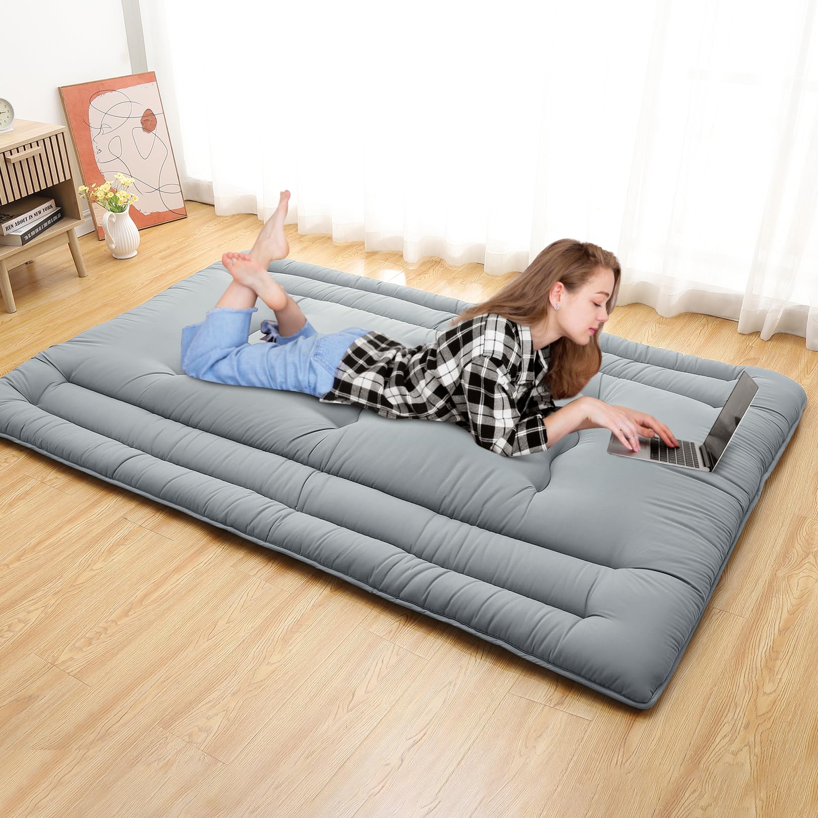 Garvee Futon Mattress Full Size, Foldable Sleeping Mattress Tatami Mattress for Adults, Roll Up Japanese Style Floor Bed Dormitory Floor Mattress for 