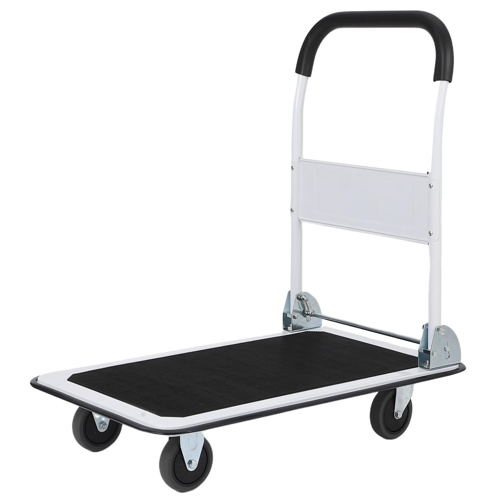 Garvee Platform Truck Cart 330 LBS Load Capacity, Foldable Steel Hand Push Dolly with 4" Rubber Wheels, Heavy Duty Flatbed Hand Cart 29" x 19" for Loa