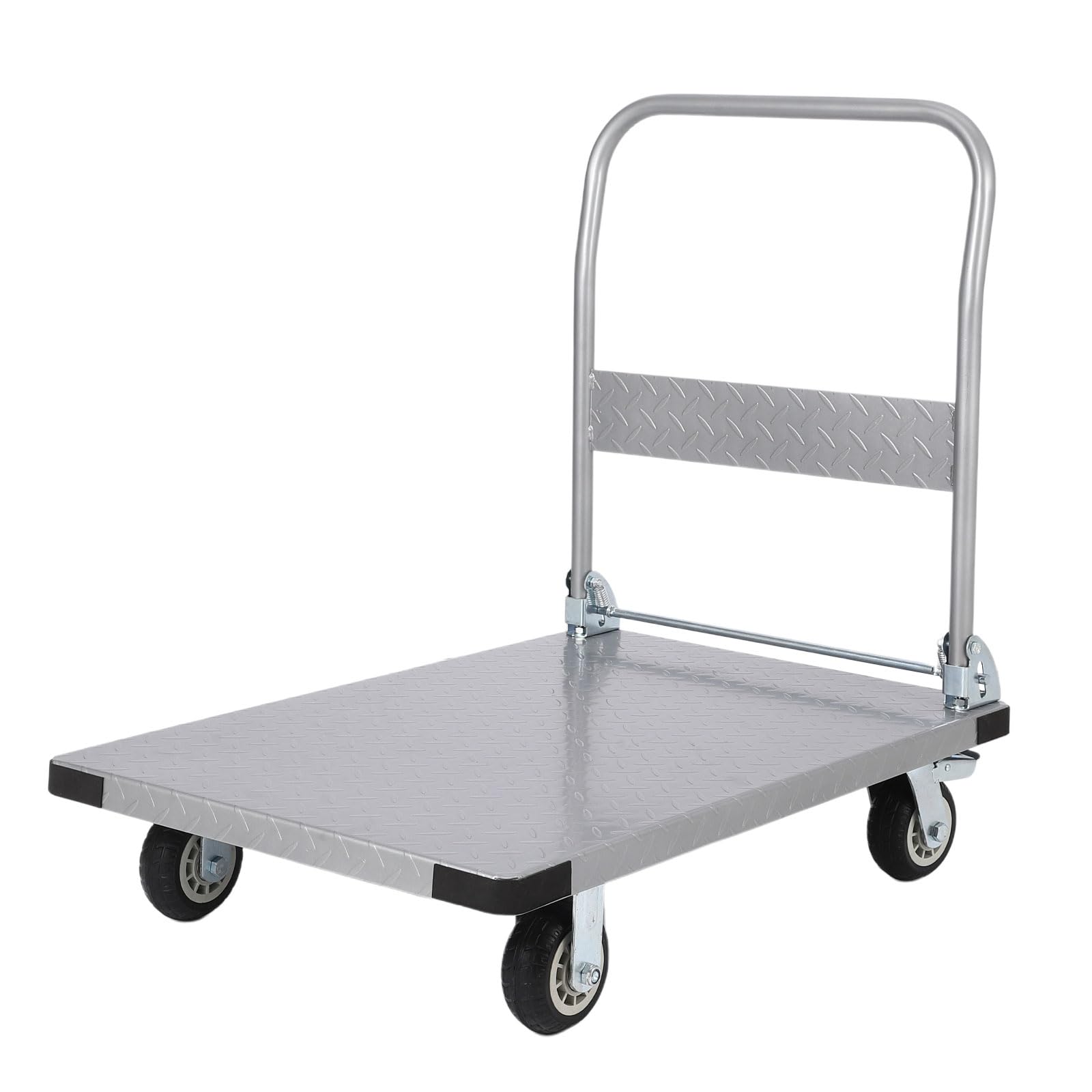 Garvee Platform Truck Cart 2000 LBS Load Capacity, Foldable Steel Hand Push Dolly with 6" TPR Brake Wheels, Heavy Duty Flatbed Hand Cart 36" x 24" for