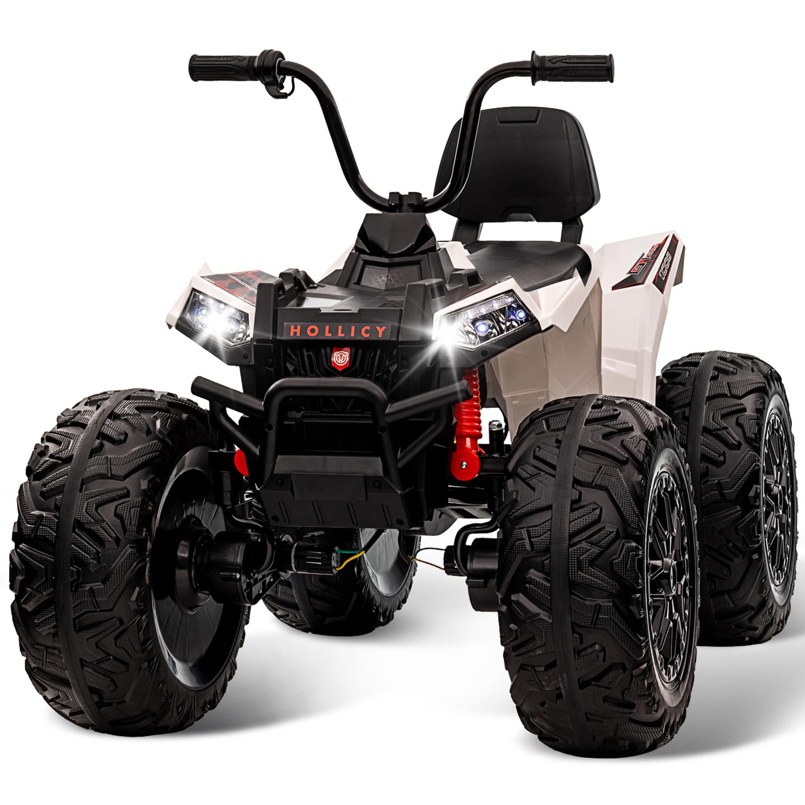 Garvee 24V Kids Quad ATV, Ride on Car 4WD Quad Electric Vehicle, 4x80W Powerful Engine, with 7AHx2 Large Battery, Accelerator Handle, EVA Tire, Full M