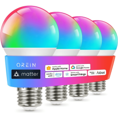 AiDot OREiN A19 Matter Smart  Reliable WiFi Light Bulbs -4 Pack