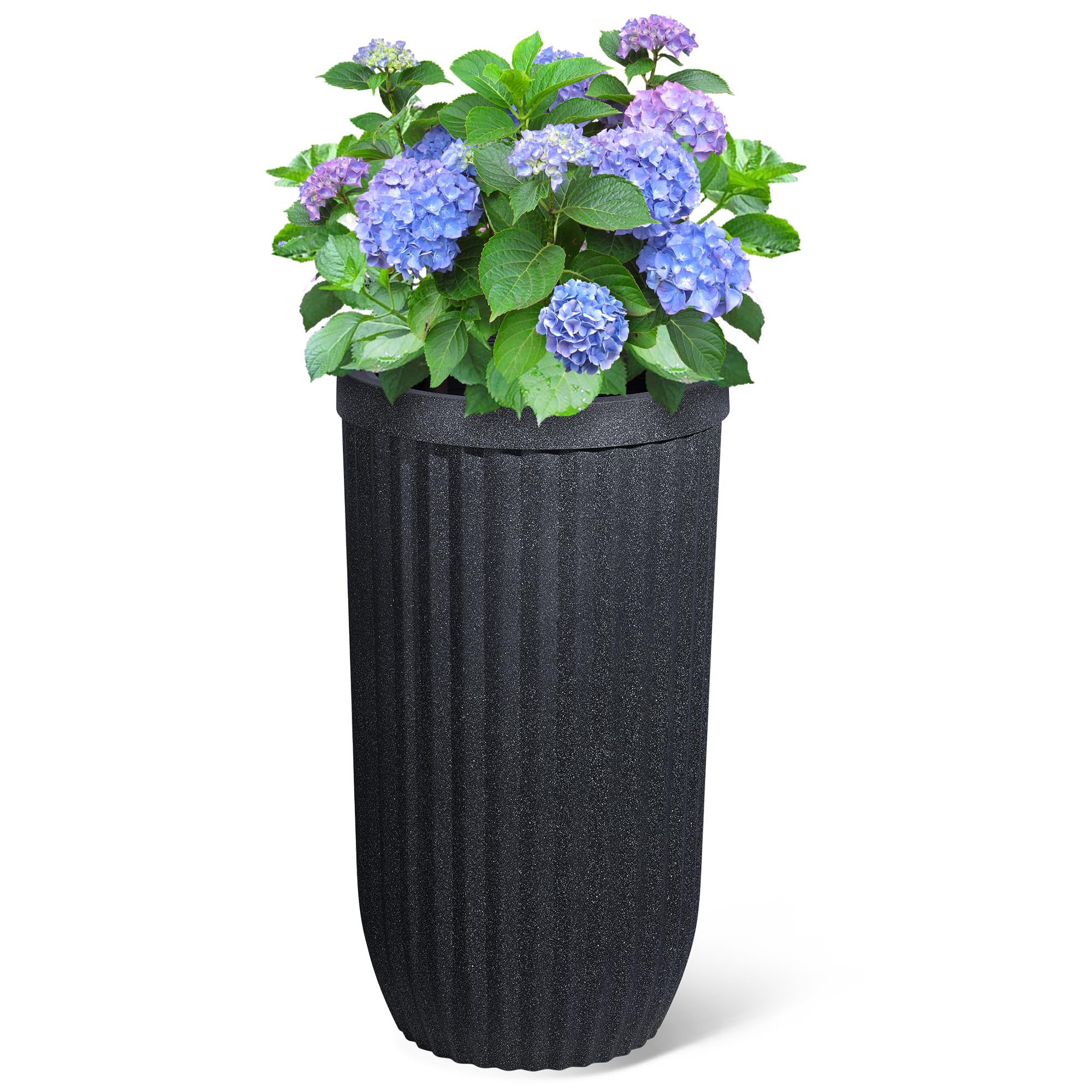 Garvee 31" Tall Black Planter with Water Level Monitor, Self-Watering System & Wheels - Medium Flower Pot for Living Room, Office, Patio & Garden
