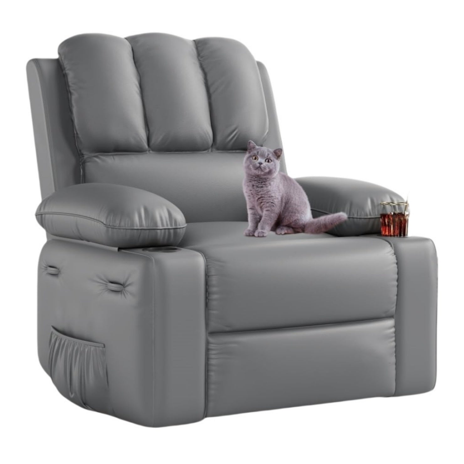 Garvee 22'' Rocker Swivel Recliner Chair, Lazy Boy Recliner for Adults, with 1.5X Sponge Filling, Side Pocket, and Cup Holder, for Living Room, Bedroo
