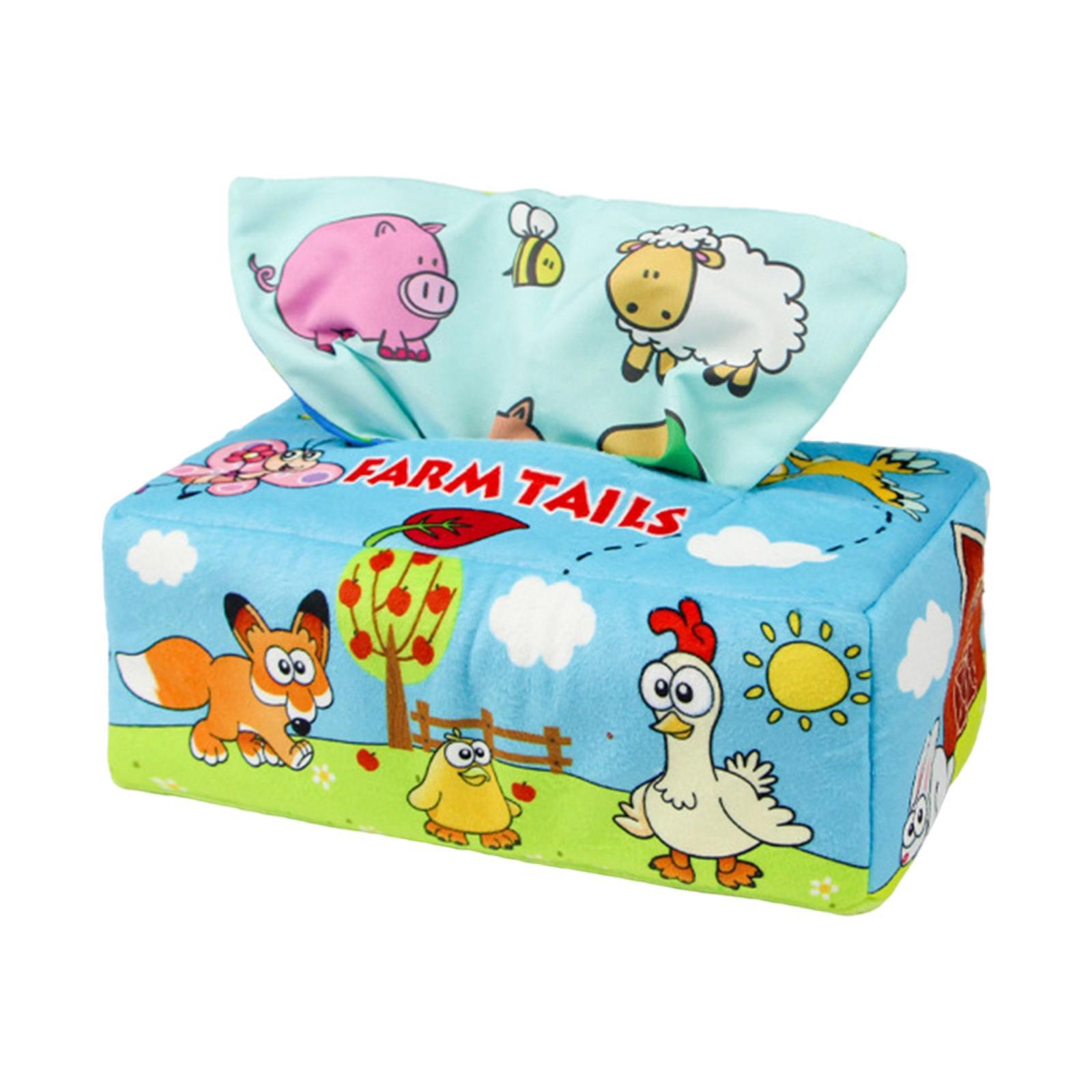 Tissue Box Baby Toy with 8Pcs Scarves and 3Pcs Crinkle Paper for Newborns