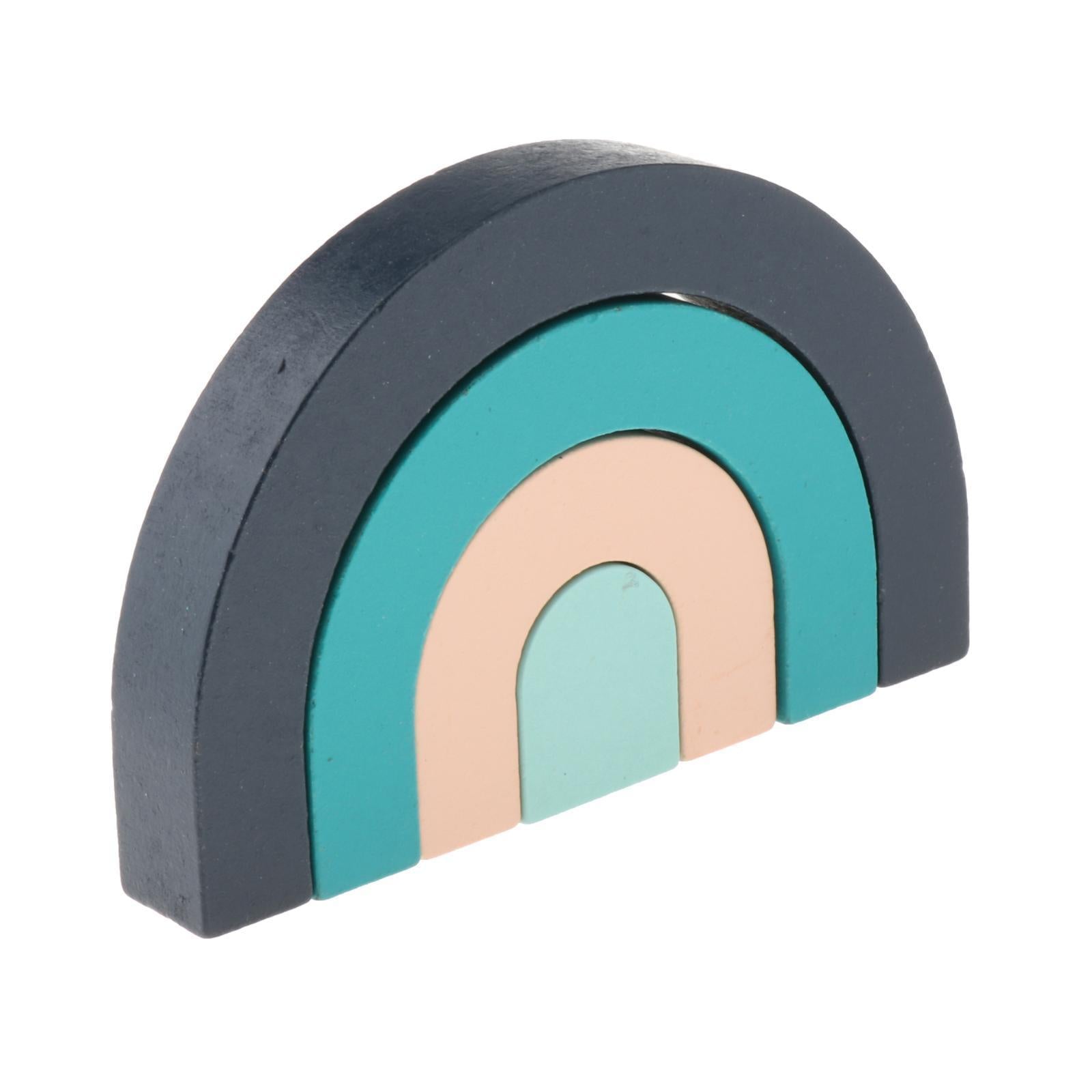 4Pcs/Set Rainbow Stacker Building Blocks Wooden Toys Shape