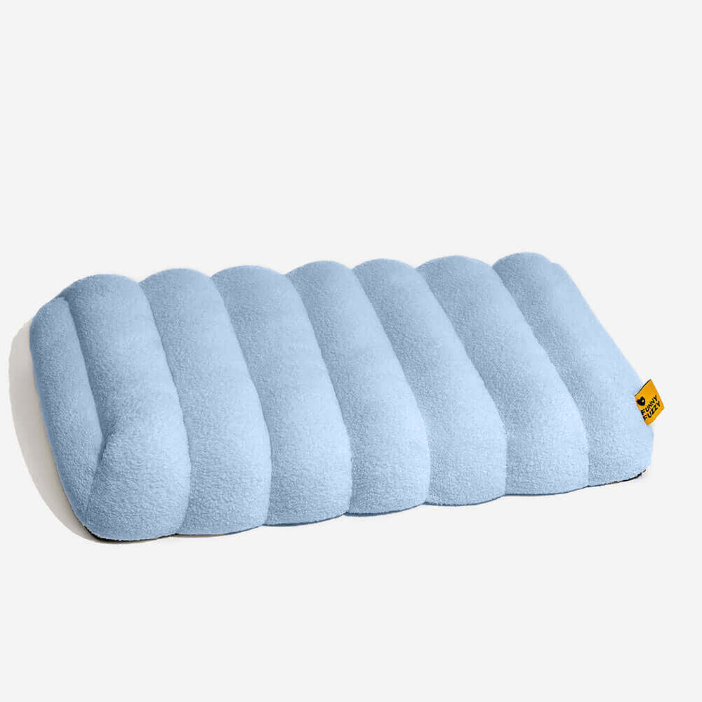 Large Washable Creamy Cozy Flat Dog Beds - Cheesecake, Sky Blue - L