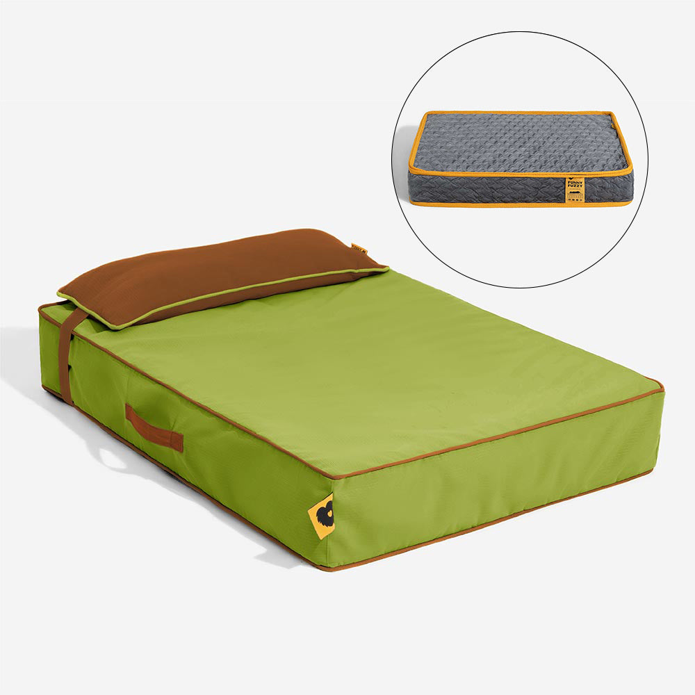 Colorblock Waterproof Removable Dog Bed Cover and Pillow Set - Everdream, Green Cover+Dog Bed - 3XL
