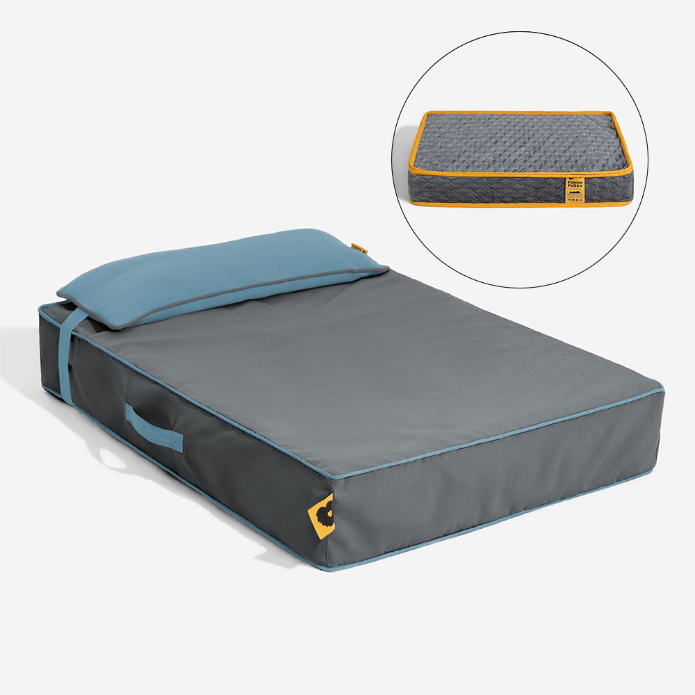 Colorblock Waterproof Removable Dog Bed Cover and Pillow Set - Everdream, Grey Cover+Dog Bed - M