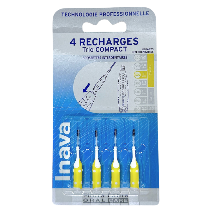 Inava Trio Compact - Interdental Brushes ISO 2 1mm Narrow - 4 Yellow Refills