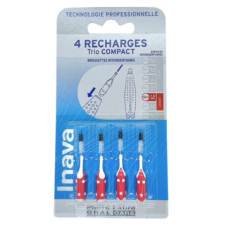 Inava Trio Compact - Interdental Brushes ISO 4 1.5mm Wide - 4 Red Refills