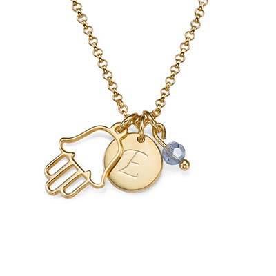 Hamsa Charm on an Initial Necklace