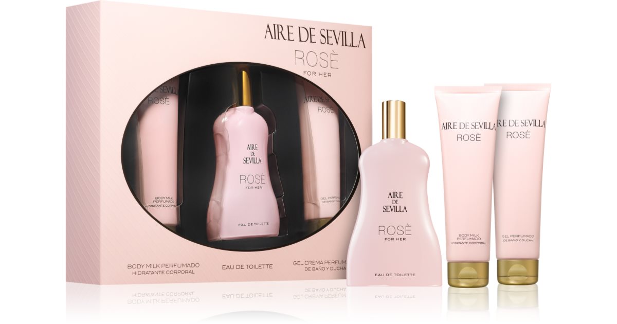Instituto Español Aire De Sevilla Rose gaveeske for kvinner Eau De Toilette for kvinner 100 ml + rensende dusjgelé 100 ml + silkeeffekt kroppsmelk 100