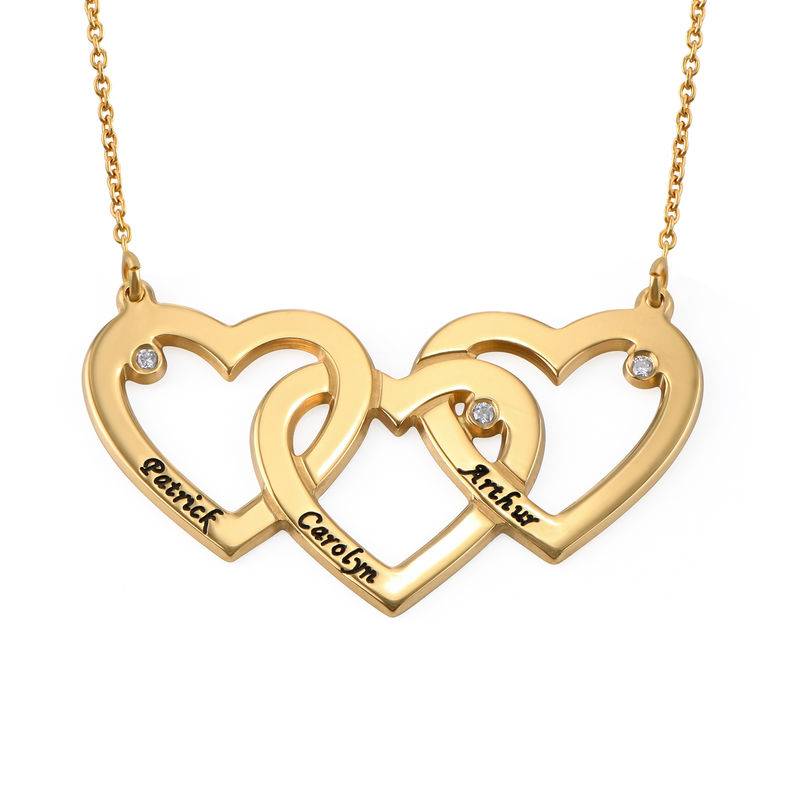 Intertwined Hearts Necklace with Diamonds in 18K Gold Plating