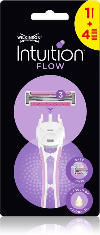 Wilkinson Sword Intuition Flow Hybrid Razor for Female Hair Removal + 4 Replacement Blades