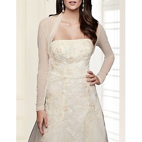 Sjaler Wraps til damer Brudeomslag Enkel Brude Langærmet Tyl Brudesjaler Med Ren Farve Til Bryllup Efterår