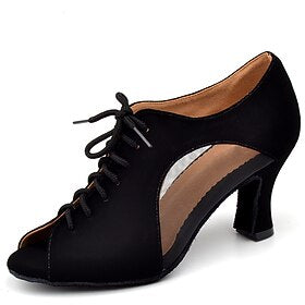 Mulheres Sapatos de Dança Latina Sapatos de Dança Interior Espetáculo Veludo Salto Tule Salto Alto Peep Toe Com Cadarço Adulto Preto Marron Vermelho Escuro