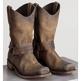 Rétro Vintage Epoque Médiévale Renaissance Chaussures Botte Western Bottes plates de jazz Pirate Viking Cowboy de l'Ouest Croisé Ranger Homme Femme Rivet Coule