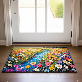 Colorful Painting Flowers Doormat Floor Mats Washable Rugs Kitchen Mat Non-Slip Oil Proof Rug Indoor Outdoor Mat Bedroom Decor Bathroom Mat Entrance Rug
