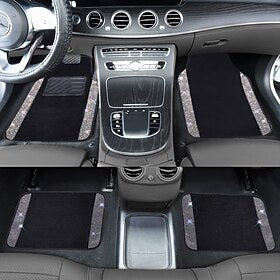 Conjunto completo de tapetes de carro brilhantes, universal, adequado para a maioria dos carros, 4 peças, brilho, diamante artificial, carpete, almofada antide