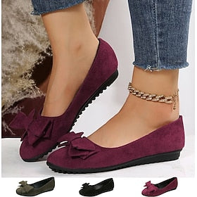 Femme Ballerines Sandales plates Ballerines Grandes Tailles Extérieur du quotidien Couleur unie Noeud Talon Plat Bout rond Elégant Décontractées Confort Marche
