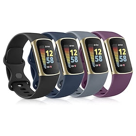 4 pacotes 3 pacotes 2 por Pacote Pulseira de Smartwatch Compatível com Fitbit Charge 5 Silicone Relógio inteligente Alça Ajustável Pulseira Esportiva Substitui