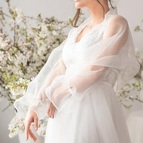 Etoles de Femme Boléro Wraps de mariée Voiles et voilages Mariée Protection Solaire Demi Manches Manche Gigot Organza Boléros de Mariage Avec Couleur Pure Pour