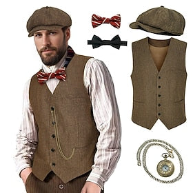 Rétro Vintage Les rugissantes années 20 1920s Tenue Gilet Gentilhomme Gangster Homme Halloween Carnaval Fête - Soirée Mascarade Cache-col