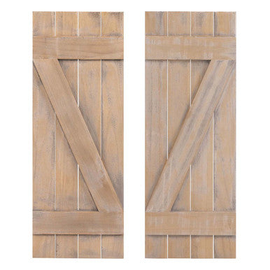 Barnwood Window Shutter with Antique Surface (2-Pack) - Wall Decor-Light Brown
