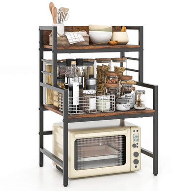 3-Tier Microwave Stand with Storage Shelves