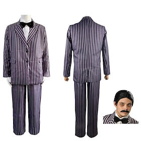 Mercredi Addams Famille Addams Gomez Addams Manteau Chemisier - Chemise Pantalon Homme Cosplay de Film Déguisement Cosplay Noir - Blanc Halloween Mascarade Man