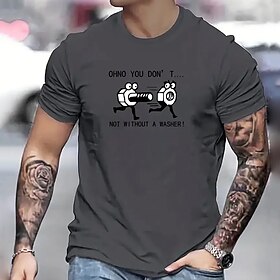 Cartoon Letter Black White Red T shirt Tee Men's 100% Cotton Graphic T Shirt Sports Classic Shirt Short Sleeve Comfortable Tee Sports Outdoor Holiday Summer Fa