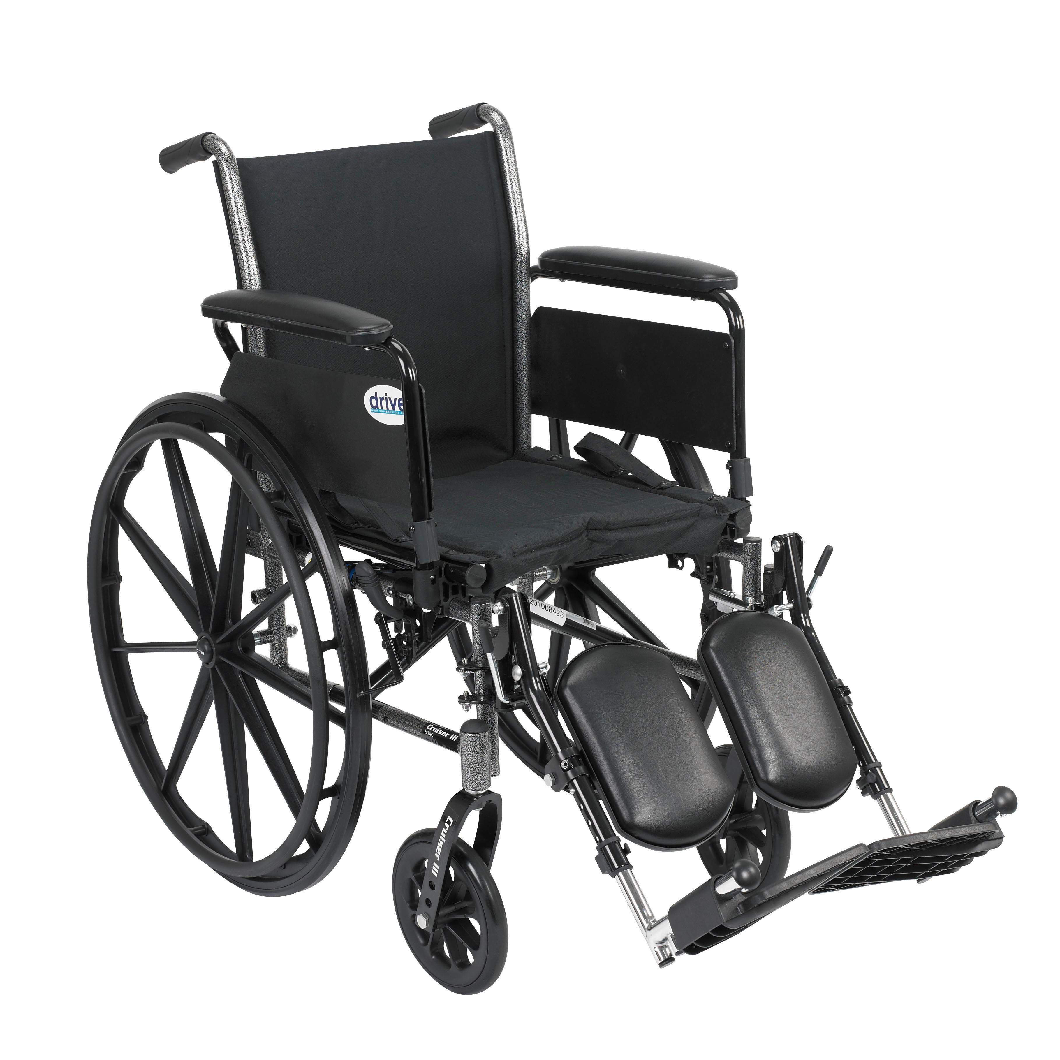 Cruiser III Lightweight Wheelchair, 20", Full Arms, Elevating Legs