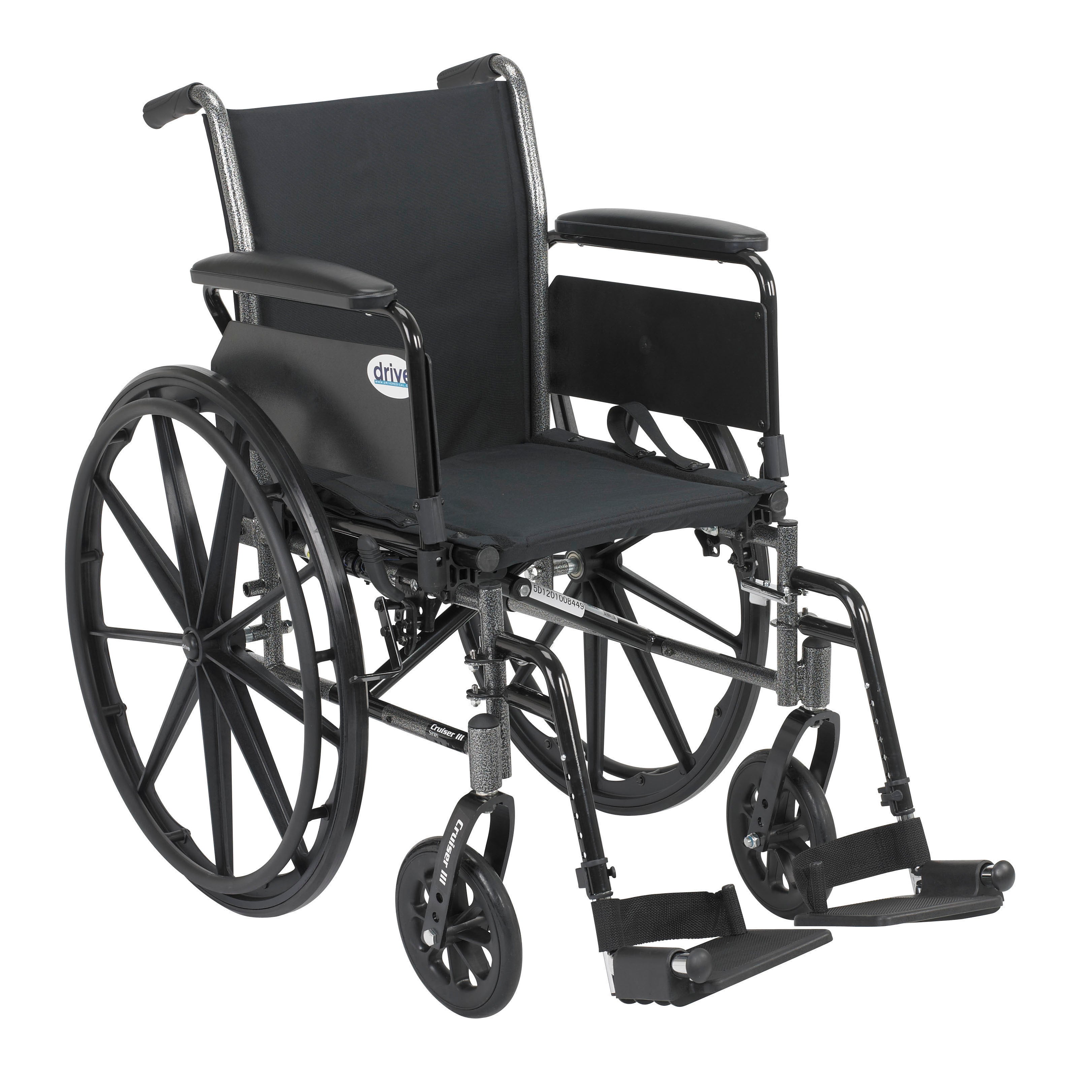 Cruiser III Lightweight Wheelchair, 20", Full Arms, Swing-away Legs
