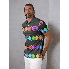 Men's Golf Polo Shirt Black Short Sleeve Top Golf Attire Clothes Outfits Wear Apparel
