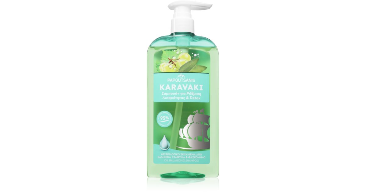 PAPOUTSANIS Karavaki Control & Detox shampoo for dry and oily scalp 600 ml