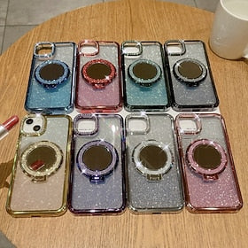 telefon Etui Til iPhone 15 Pro Max Plus iPhone 14 13 12 11 Pro Max Plus Bagcover Med stativ Bling Glitter skinnende Stødsikker TPU Belægning