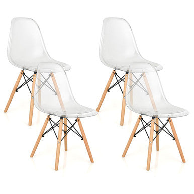 Modern Plastic Dining Chairs with Clear Seat (Set of 4)