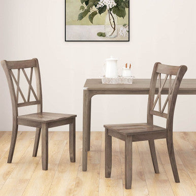 Wooden Farmhouse Dining Chairs (Set of 2)