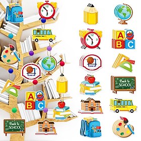 12 pçs-set sinal de suspensão de decoração de festa de volta às aulas, decoração de festa infantil de volta às aulas, ornamento de suspensão de boas-vindas par