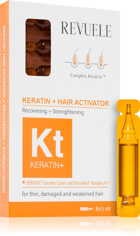 Revuele Keratin+ ampoule for weak, tired hair 8× 5 ml